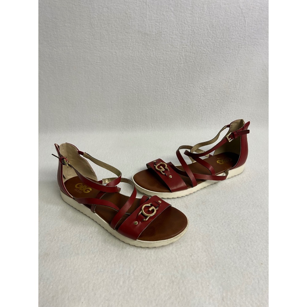 Chic Summer Streetwear GBG Los Angeles Guess Womens 8M Red Strappy Karin Sandals